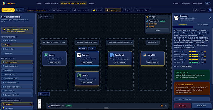 Tekyous Visual Builder - Questionnaire mode