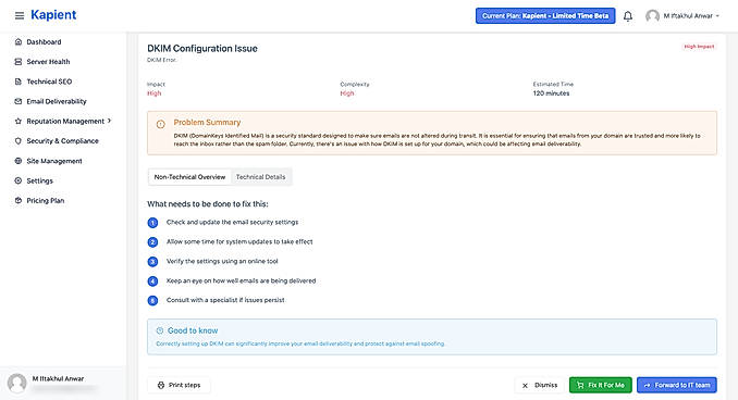 Email deliverability feature