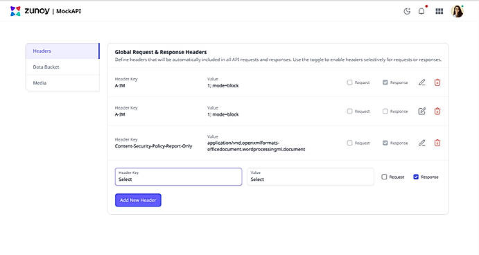 Global request and response header