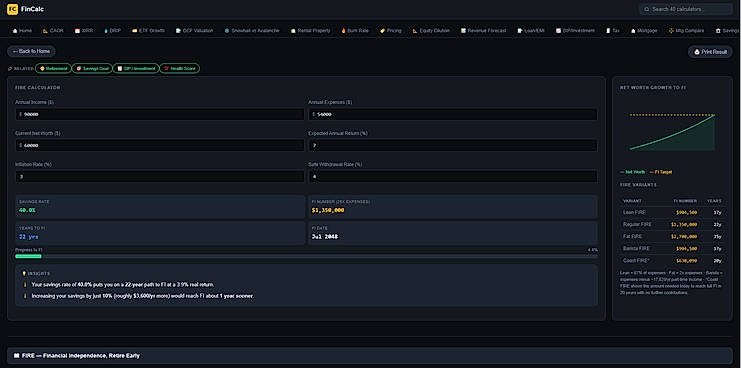 FIRE Calculator Page