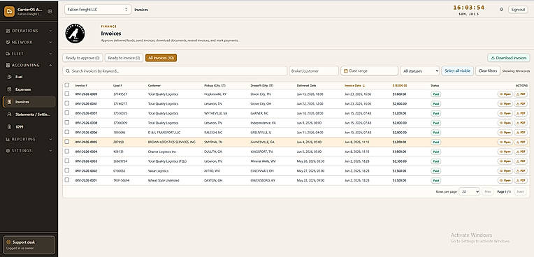 Invoices Auto generated