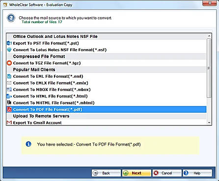 select pdf format