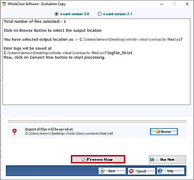 click on process now to split