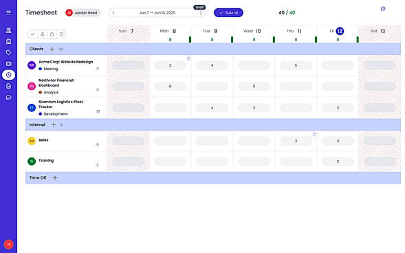 Beebole time tracking dashboard
