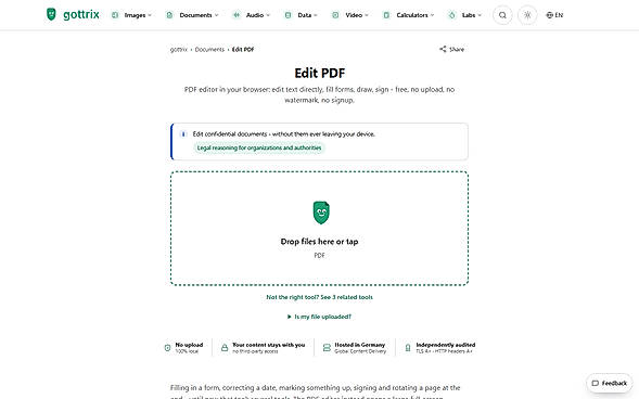 Full-screen PDF editor - edit text, fill forms, draw, sign, all client-side