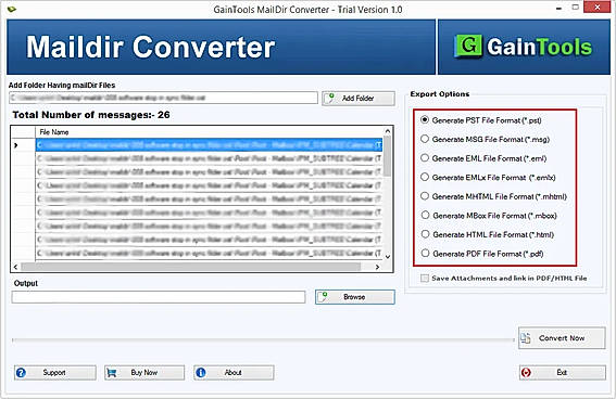 pick export option