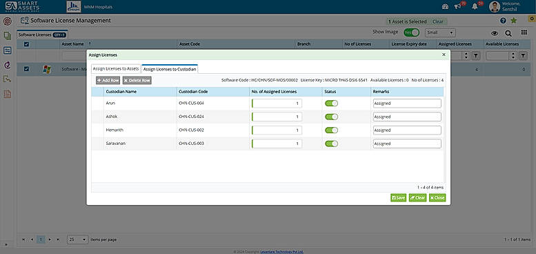 Smart Assets Pro- Assign to Custodian