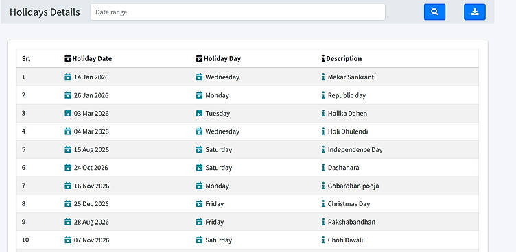 WORK HOUR MONITOR HOLIDAY REPORT
