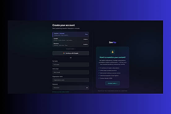 ZenFlip - Sign Up Page