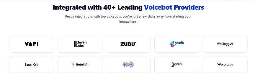 Integrated with 40+ voicebot providers