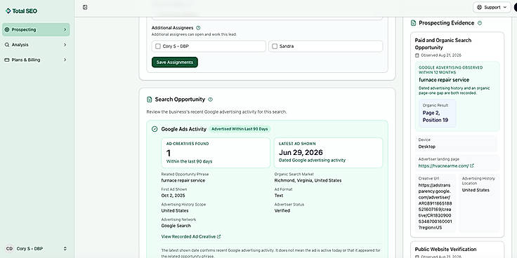 Google Ads Activity / Evidence