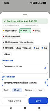 Two-tap after-call sheet