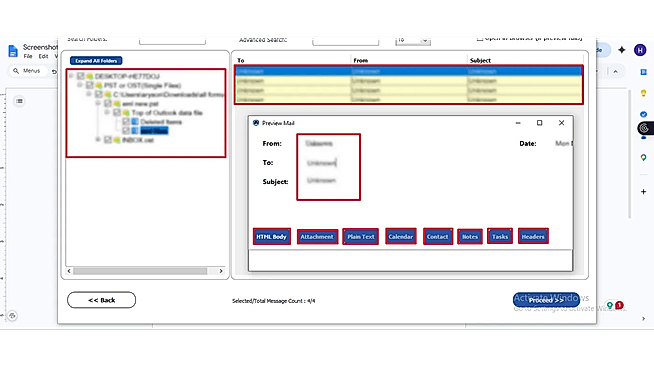 Preview the Selected PST File