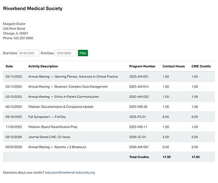 CE/CME credit tracking