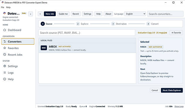 Select MBOX file