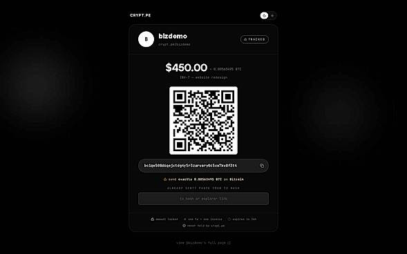 Locked-amount crypto invoice