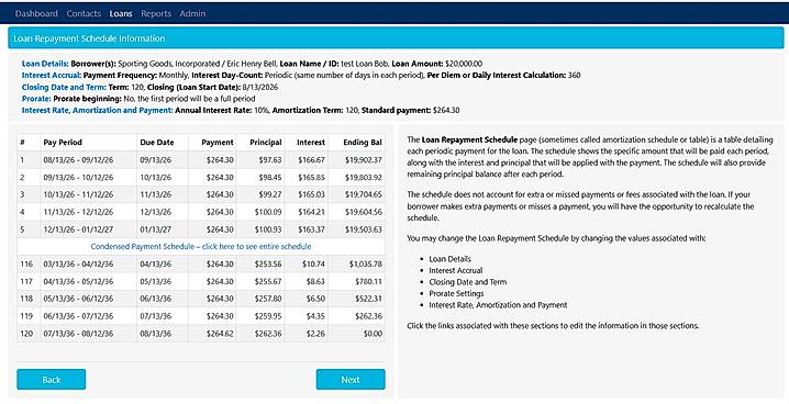 Loan Wizard: Create and configure new loans with guided steps.