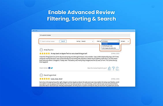 Enable Advanced Review Filtering, Sorting & Search