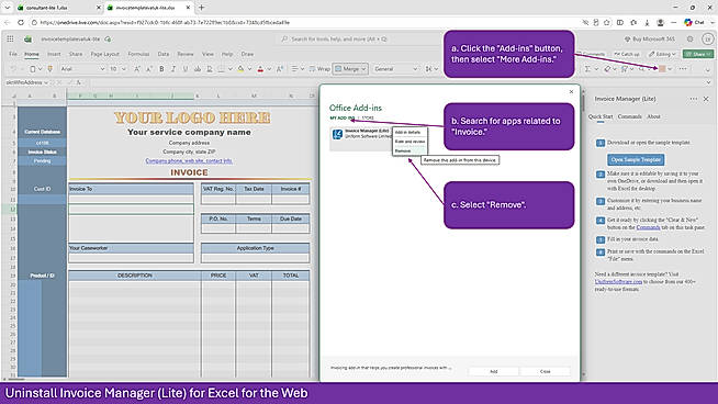 Uninstall Invoice Manager Lite