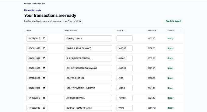 Review Extracted Transactions