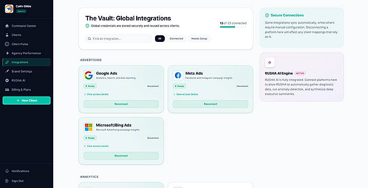 Integrations page, "23 connected