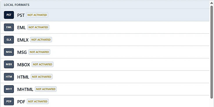 select pst format