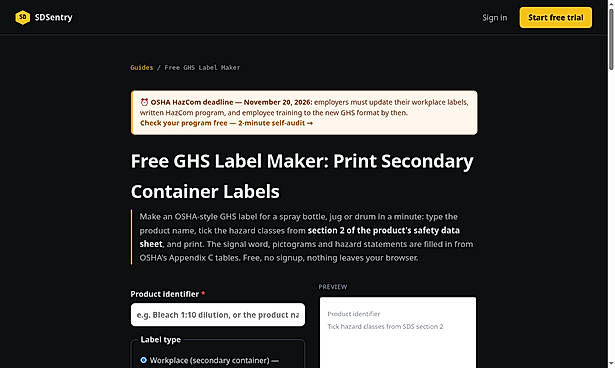 GHS label maker