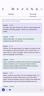 Speaker-labelled transcript