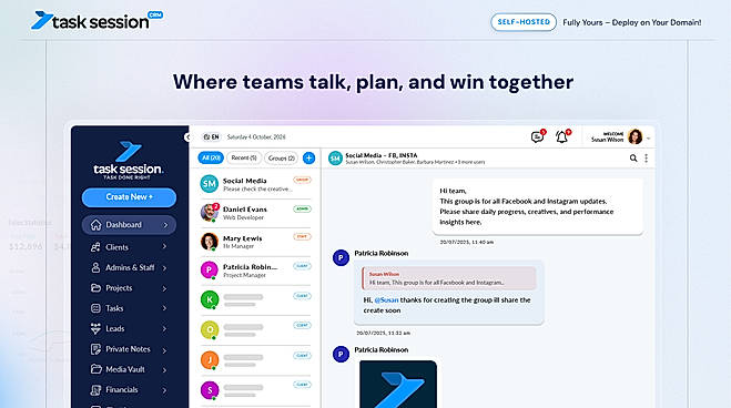 Team and client chat with groups