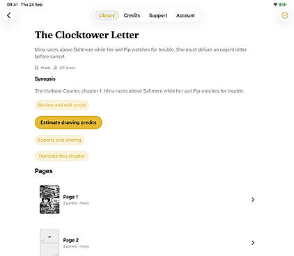 Editable chapter and panels