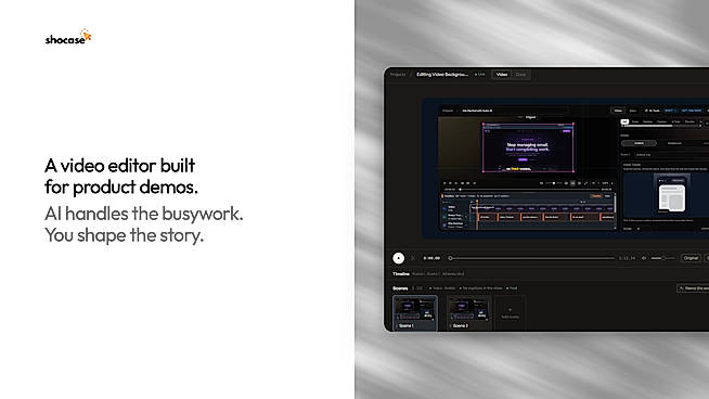 Edit and polish your demo in one place. AI handles the busywork so you can focus on the story and finish the video without leaving Shocase.