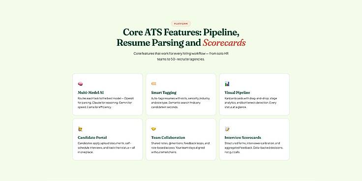 Core ATS: Pipeline, Resume Parsing and Scorecards