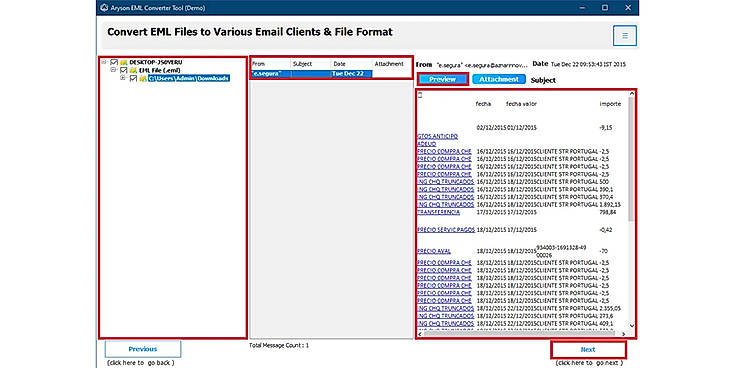 Check the folders you want, double-click on them to preview the details, and click Next.