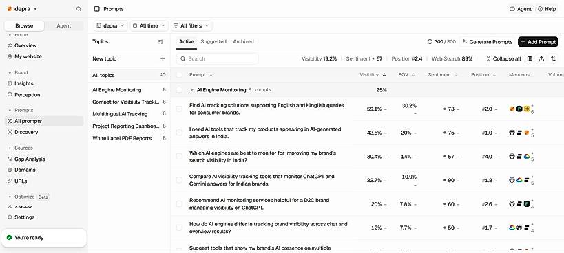 Live product: buyer prompt tracking