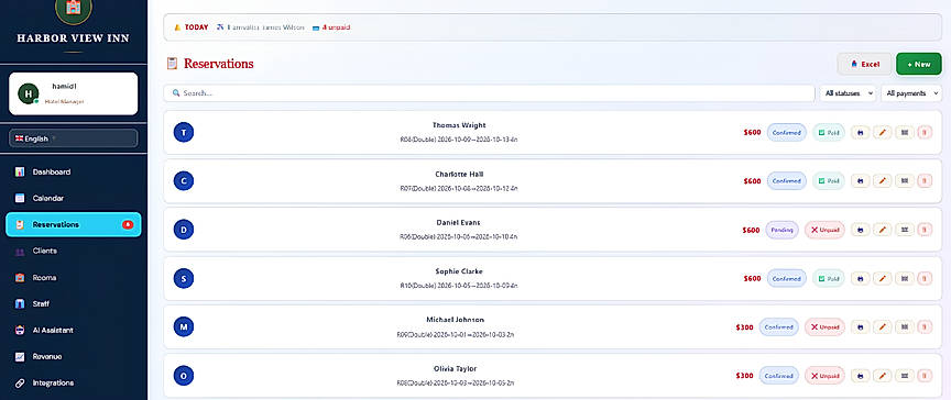 Reservations and payment tracking
