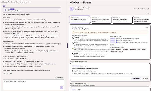 Featured GEO Audit Panel Screen