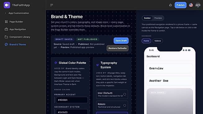 Church app branding and customization