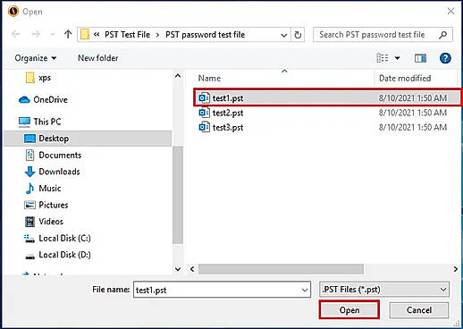 Browse and Select PST Files