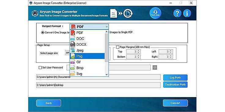 Choose the saving output format as PDF, PNG or others.