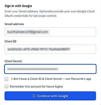 Securely authenticate your source account using the required method ( OAuth 2.0/Modern Auth, IMAP App Password, or Google Workspace Admin (DWD) credentials) to establish a connection and prepare your data for migration