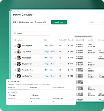 For finance & accounting Payroll-ready calculations and payments – built directly from approved hours and leave data, so nothing gets re-entered by hand