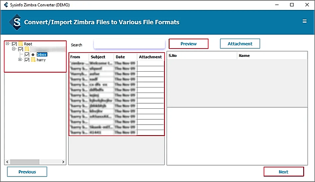 Now, preview the added Zimbra files. Select files to convert further.