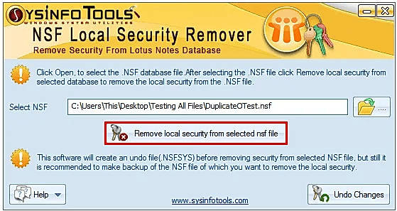 Step 3: Click the Remove Local Security button to start the process.