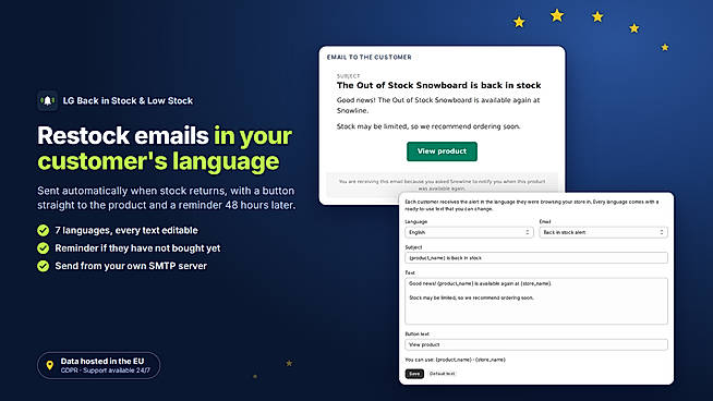 Alerts to email, Slack, Teams or Telegram, plus a scheduled CSV stock report