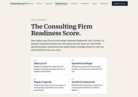 The Consulting Firm Readiness Score: a free 2-minute firm assessment.