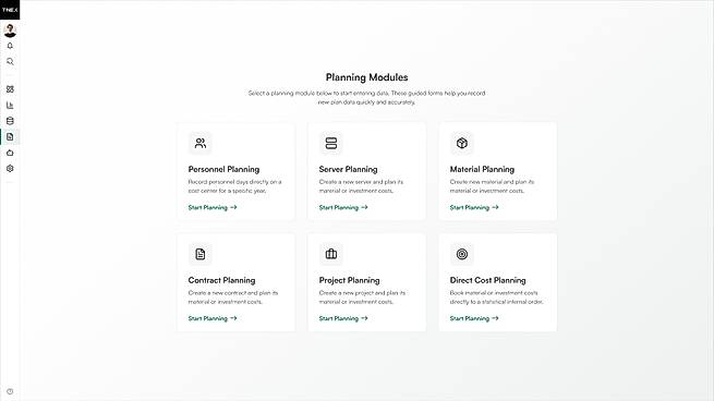 Planning modules by category