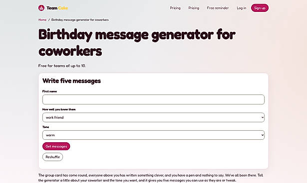 Birthday message generator