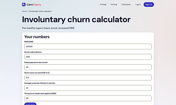 Involuntary churn calculator