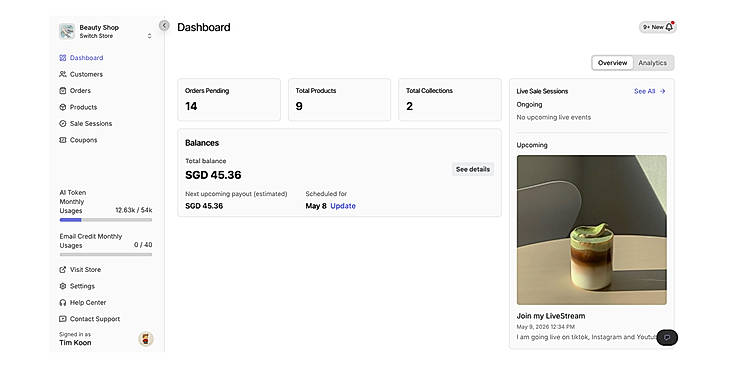 Seller Dashboard with Orders, Revenue & Available Balance | Dash to Cart