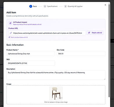AI Product Import - paste a link and all of the data will be downloaded automatically